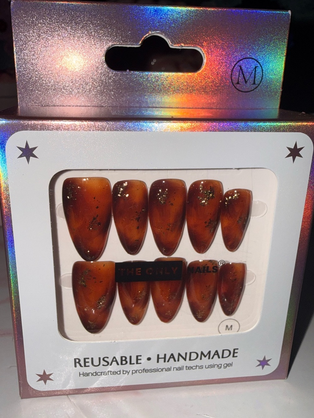 The Only Nails Reusable Handmade Brown Press-On Nail Set in Medium